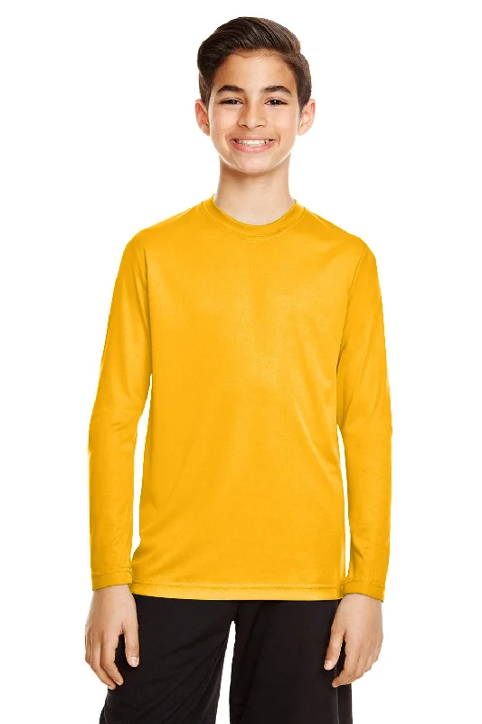 Team 365 Youth Zone Performance Moisture Wicking Long Sleeve Crewneck T-Shirt - Athletic Gold