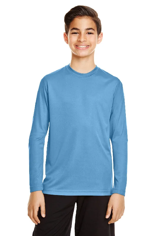 Team 365 Youth Zone Performance Moisture Wicking Long Sleeve Crewneck T-Shirt - Light Blue