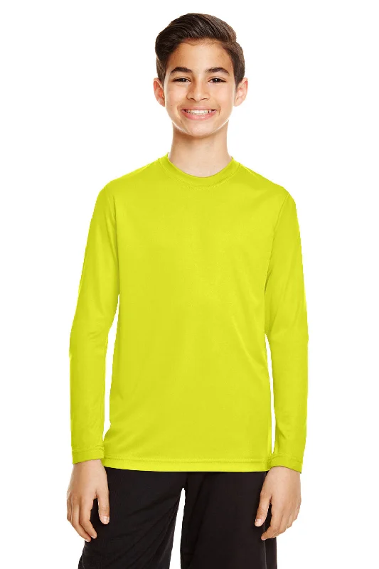 Team 365 Youth Zone Performance Moisture Wicking Long Sleeve Crewneck T-Shirt - Safety Yellow