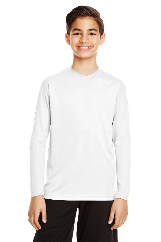 Team 365 Youth Zone Performance Moisture Wicking Long Sleeve Crewneck T-Shirt - White