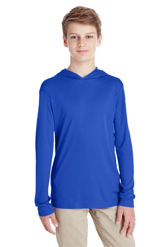 Team 365 Youth Zone Performance Moisture Wicking Long Sleeve Hooded T-Shirt Hoodie - Royal Blue