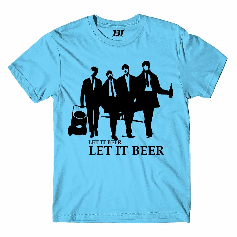 custom logo t-shirts business -The Beatles T shirt - Let It Beer