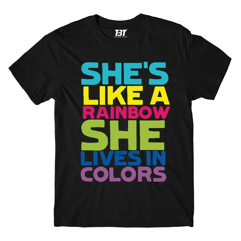 white graphic t-shirts modern -The Rolling Stones T shirt - She's Like A Rainbow