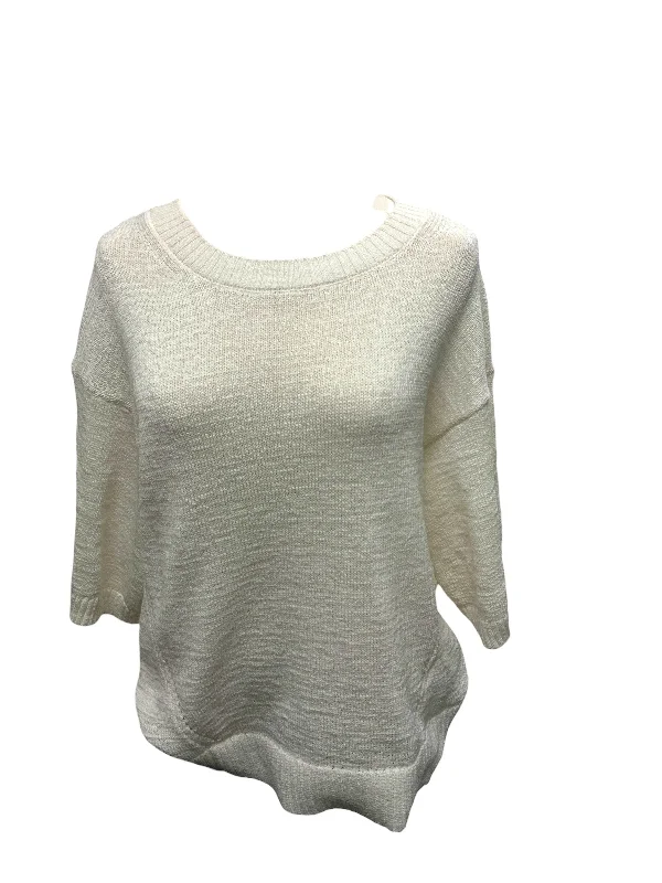 peach cotton pullover sweater -charcoal knit pullover sweater -Banana Republic Women's Sweater Ivory L