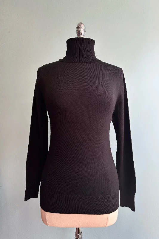 pullover sweater for relaxed wear -ivory wool pullover sweater -Black Long Sleeve Turtleneck Sweater