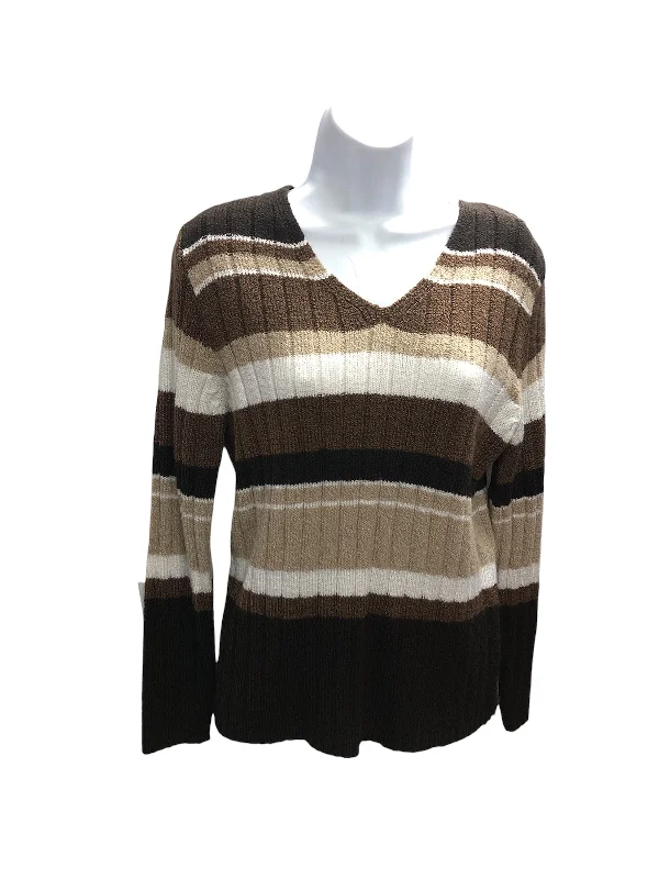 ivory pullover sweater -pullover sweater for trendy comfort -Carolyn Taylor Women's Sweater Brown L