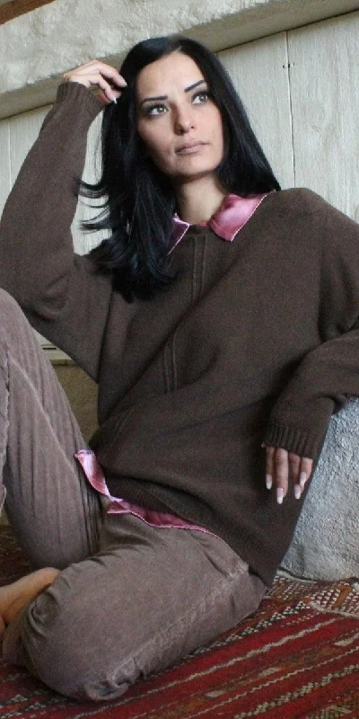 orchid wool pullover sweater -pullover sweater with flared hem -Concetta Sweater