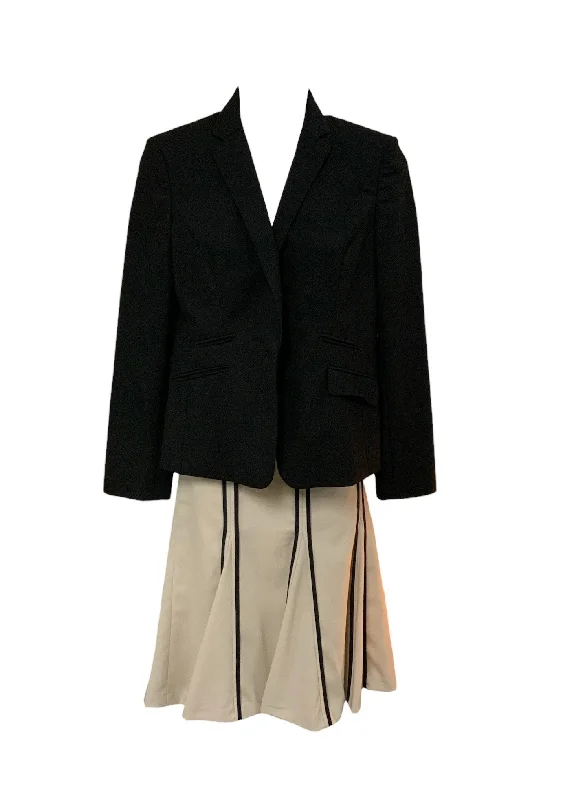 pullover sweater with cable knit -ivory wool pullover sweater -Loft Women's 2pc Skirt Suit Black 4P