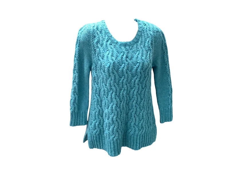 pullover sweater for relaxed comfort -pullover sweater with flared sleeves -Loft Women's Sweater Aqua S