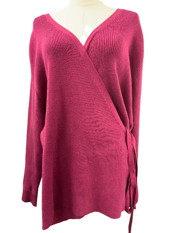 wine cotton pullover sweater -dusty rose knit pullover sweater -NWT S. Surrounding Women's Sweater Fuschia