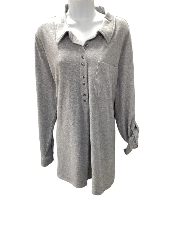 aqua blue pullover sweater -pullover sweater for chic style -NWT Soft Surroundings Women's Tunic Gray 2X/22