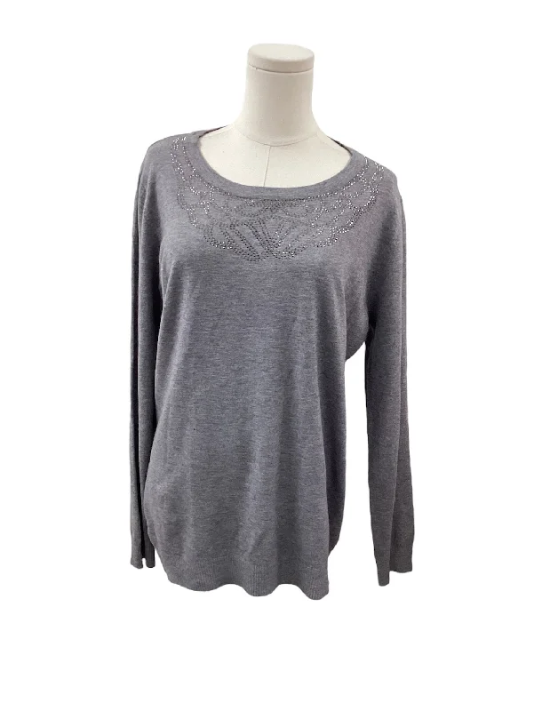 pullover sweater with stand collar -periwinkle cotton pullover sweater -NWT Vila Milano Women's Sweater Grey L