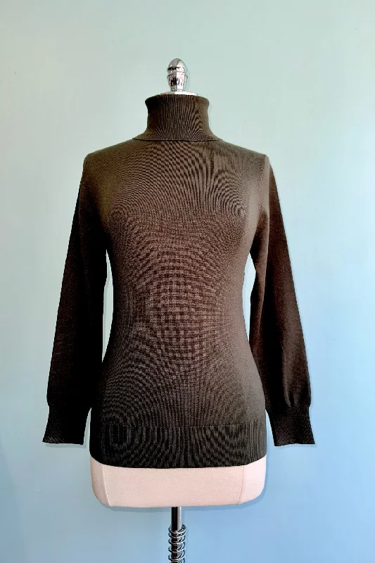 teal wool pullover sweater -pullover sweater with long back -Olive Long Sleeve Turtleneck Sweater