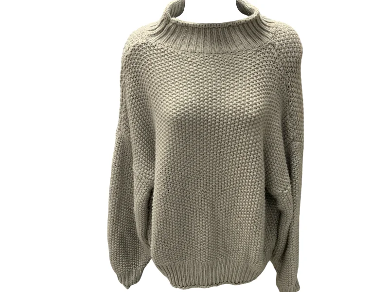 pullover sweater for cozy style -pullover sweater with flared neck -Women's Sweater Mock Gray L