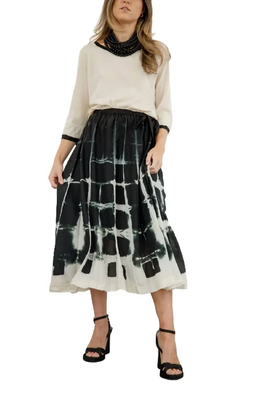 white leather skirts edgy -Hand Dyed Skirt In Black/ivory