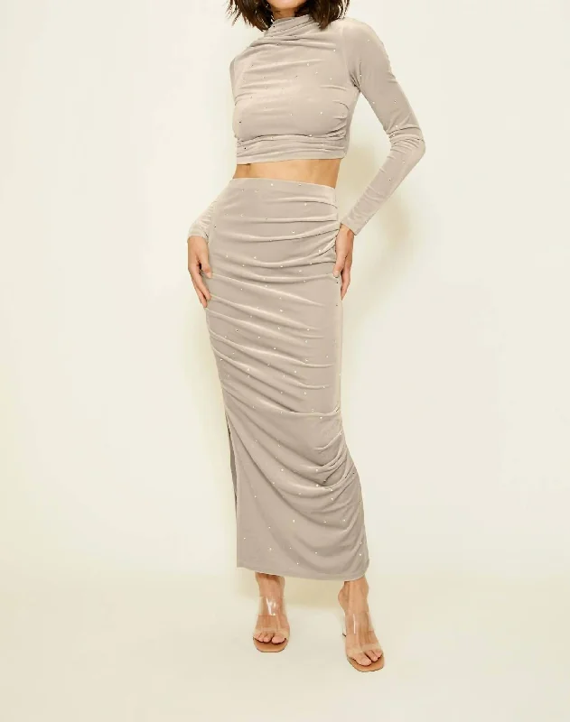 blue maxi skirts timeless -Juniper Maxi Skirt In Taupe