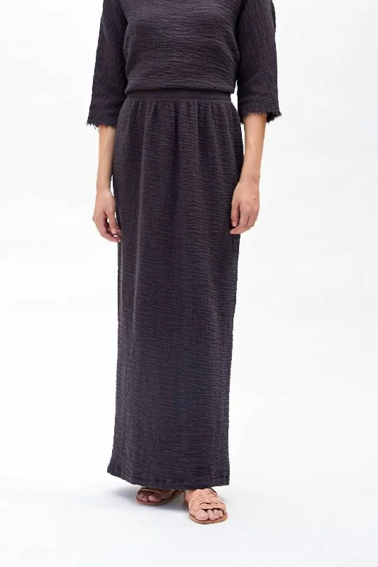 blue midi skirts soft -Long Skirt In Graphite