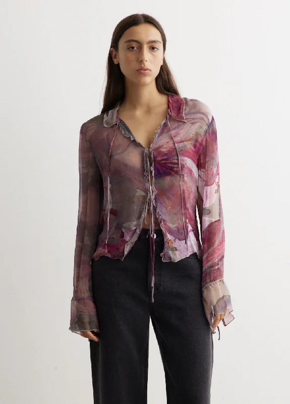 red satin shirts luxurious -Majorelle Printed Top