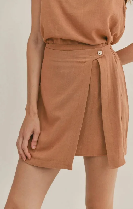 pink leather skirts edgy -Out West Mini Skirt In Tan