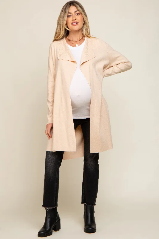 cardigan for spring layering -cardigan for spring layering -Cream Draped Maternity Cardigan