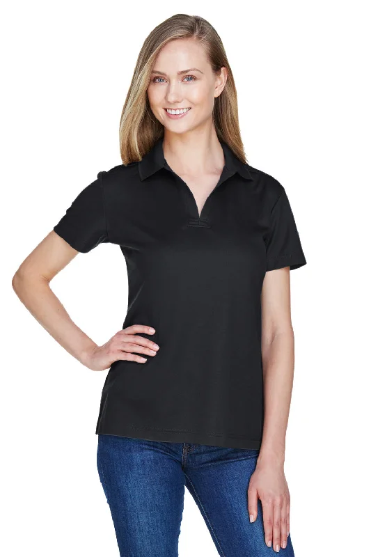 navy satin blouses stylish -Devon & Jones Womens CrownLux Performance Moisture Wicking Short Sleeve Polo Shirt - Black