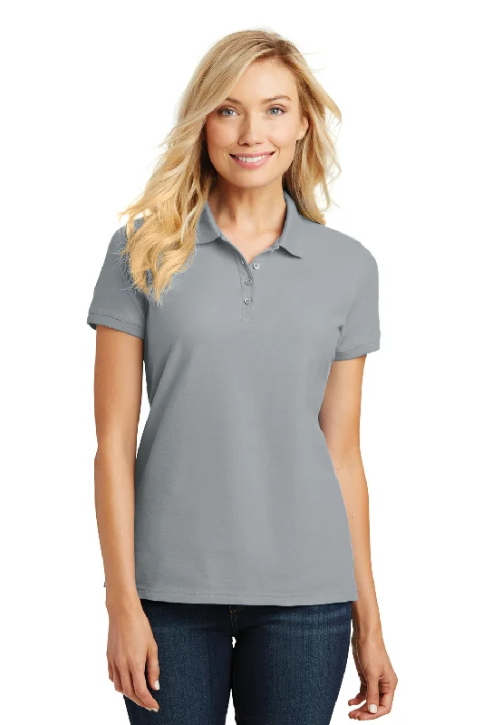 grey flannel blouses cozy -Port Authority Womens Core Classic Short Sleeve Polo Shirt - Gusty Grey