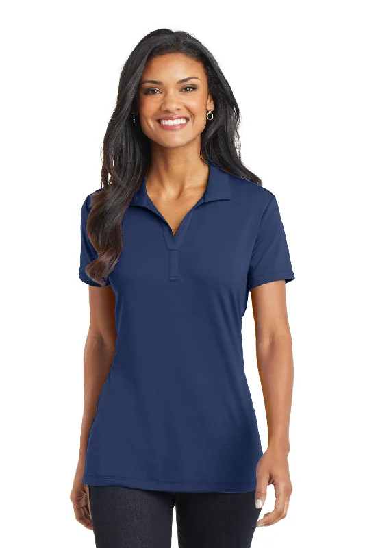 navy dress shirts for office -Port Authority Womens Cotton Touch Performance Moisture Wicking Short Sleeve Polo Shirt - Estate Blue