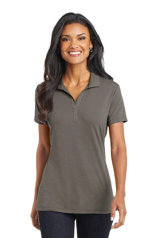 navy ruffle blouses elegant -Port Authority Womens Cotton Touch Performance Moisture Wicking Short Sleeve Polo Shirt - Smoke Grey