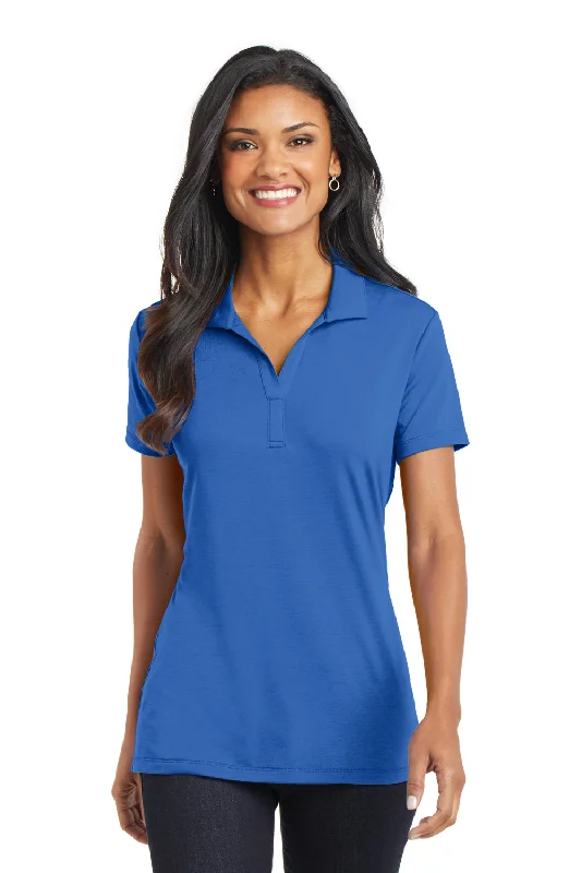 white flannel blouses cozy -Port Authority Womens Cotton Touch Performance Moisture Wicking Short Sleeve Polo Shirt - Strong Blue