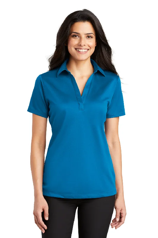 black silk shirts sleek -Port Authority Womens Silk Touch Performance Moisture Wicking Short Sleeve Polo Shirt - Brilliant Blue