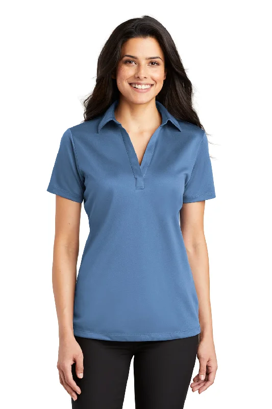 pink silk shirts for date -Port Authority Womens Silk Touch Performance Moisture Wicking Short Sleeve Polo Shirt - Carolina Blue