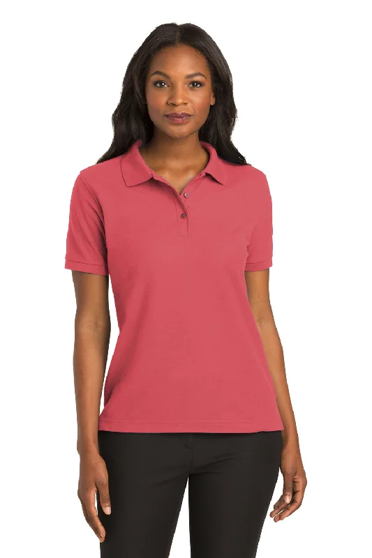 navy off-shoulder blouses chic -Port Authority Womens Silk Touch Wrinkle Resistant Short Sleeve Polo Shirt - Hibiscus Pink