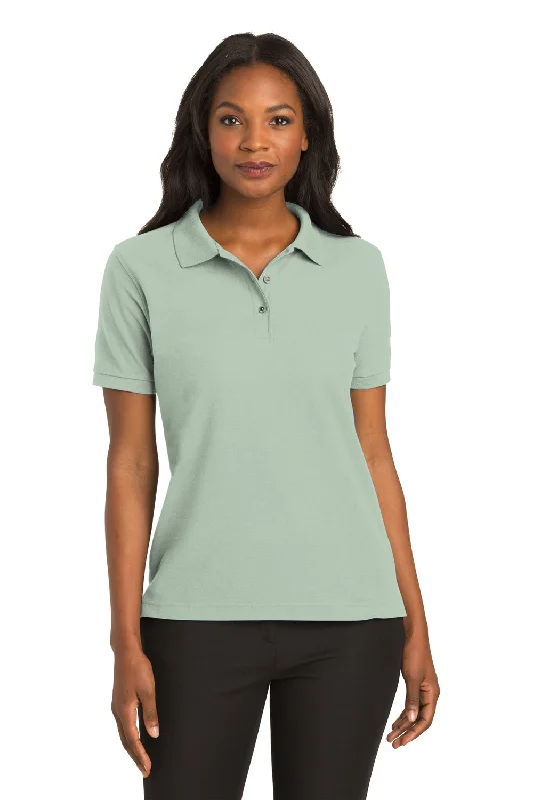 red satin shirts vibrant -Port Authority Womens Silk Touch Wrinkle Resistant Short Sleeve Polo Shirt - Mint Green - Closeout