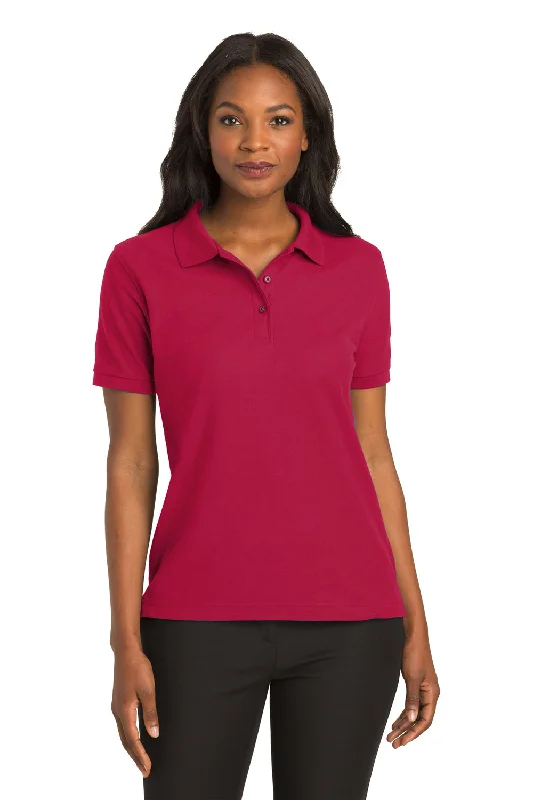 black peasant shirts boho -Port Authority Womens Silk Touch Wrinkle Resistant Short Sleeve Polo Shirt - Red