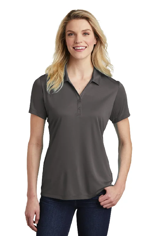 blue button-up shirts smart -Sport-Tek Womens Competitor Moisture Wicking Short Sleeve Polo Shirt - Iron Grey