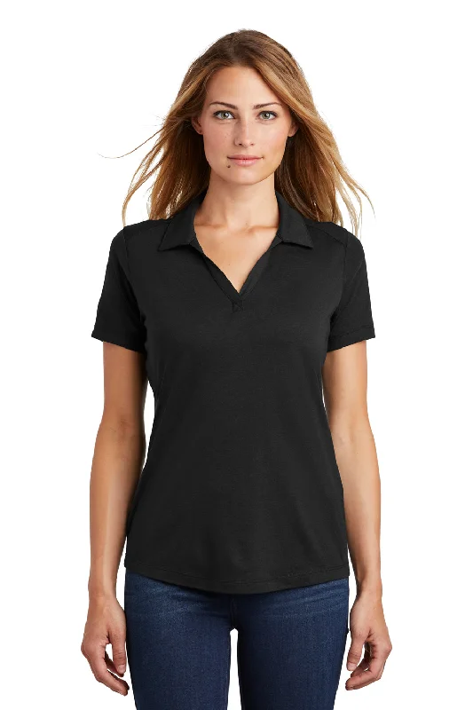 white silk shirts luxurious -Sport-Tek Womens Moisture Wicking Short Sleeve Polo Shirt - Black