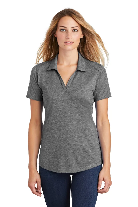 blue dress shirts polished -Sport-Tek Womens Moisture Wicking Short Sleeve Polo Shirt - Heather Dark Grey