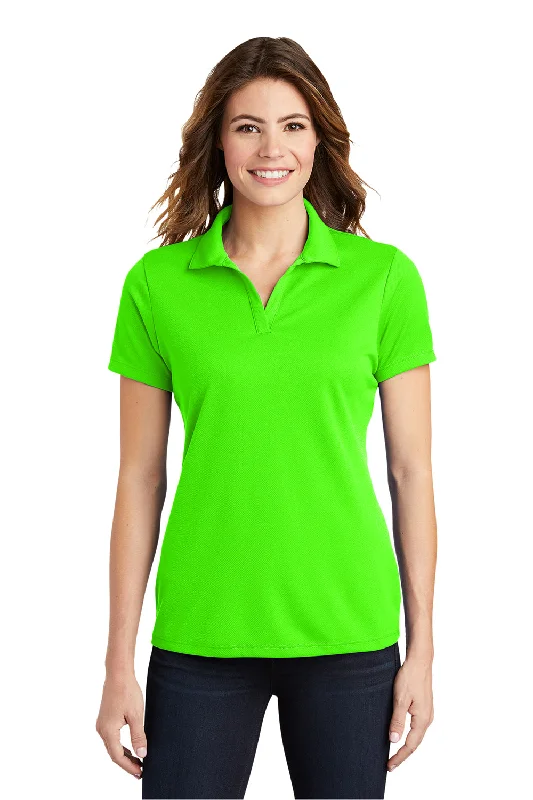 white lace blouses romantic -Sport-Tek Womens RacerMesh Moisture Wicking Short Sleeve Polo Shirt - Neon Green