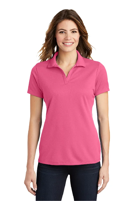 grey oxford blouses polished -Sport-Tek Womens RacerMesh Moisture Wicking Short Sleeve Polo Shirt - Bright Pink