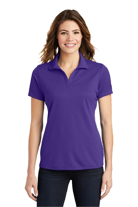 red linen blouses breathable -Sport-Tek Womens RacerMesh Moisture Wicking Short Sleeve Polo Shirt - Purple