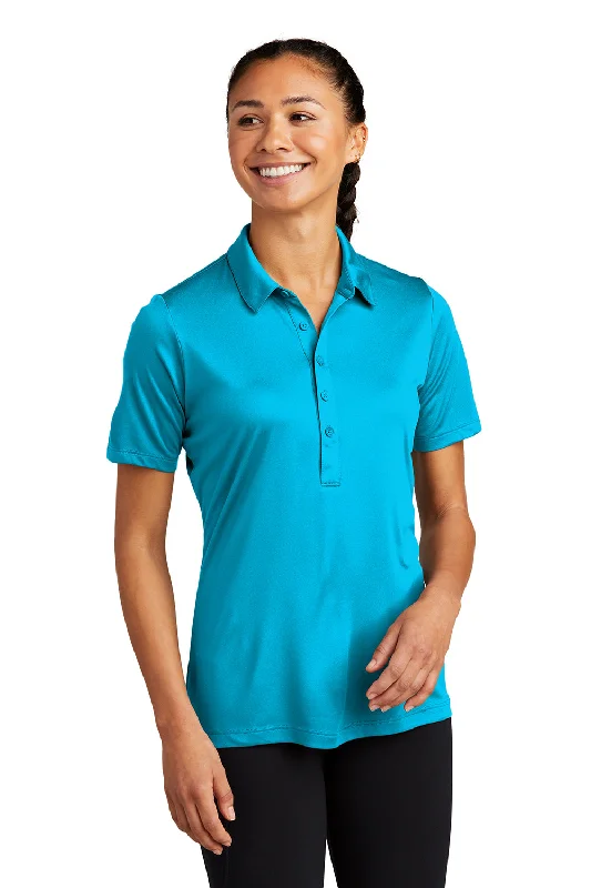 red peasant blouses trendy -Sport-Tek Womens Moisture Wicking Short Sleeve Polo Shirt - Sapphire Blue