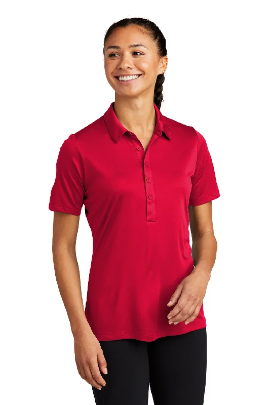 grey button-down shirts smart -Sport-Tek Womens Moisture Wicking Short Sleeve Polo Shirt - True Red