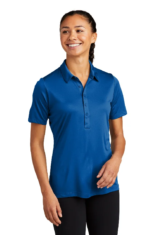 black striped shirts preppy -Sport-Tek Womens Moisture Wicking Short Sleeve Polo Shirt - True Royal Blue