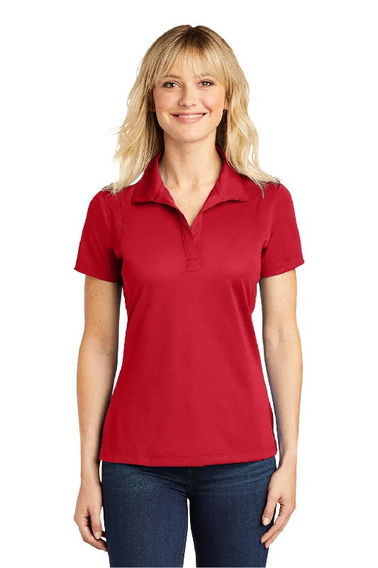 pink flannel shirts cozy -Sport-Tek Womens Sport-Wick Moisture Wicking Short Sleeve Polo Shirt - True Red