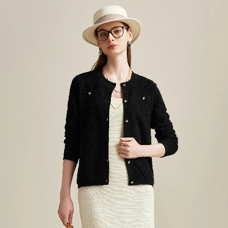 trendy cardigan styles -trendy cardigan styles -100% Cashmere Elegant Knit Cardigan with Pockets