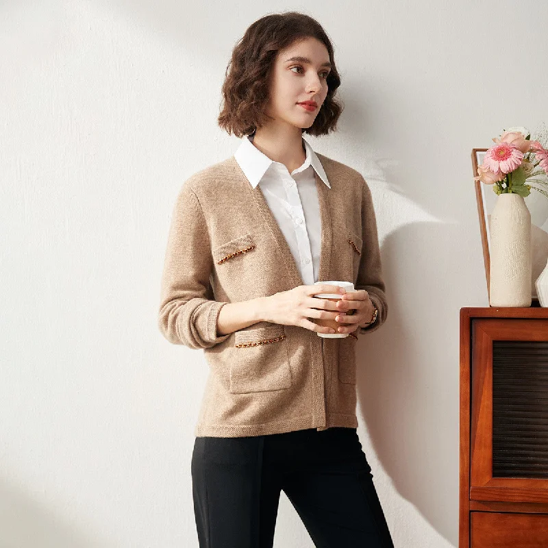 cardigan for comfy days -cardigan for comfy days -100% Cashmere Loose V-Neck Knitted Cardigan