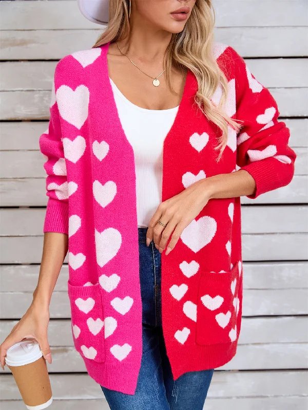 cardigan for cozy vibes -cardigan for cozy vibes -Angel Wings Heart Open Front Long Sleeve Cardigan