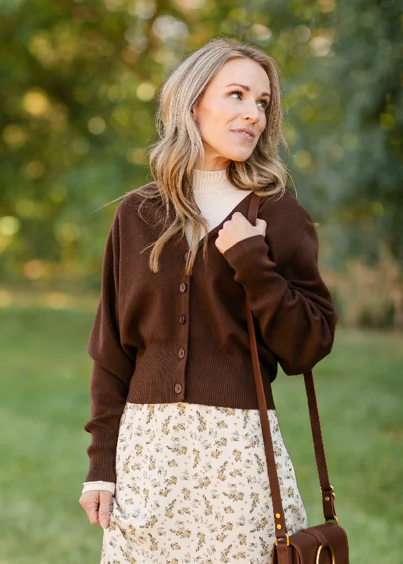 cardigan for office wear -cardigan for office wear -Button Up Brown Cardigan