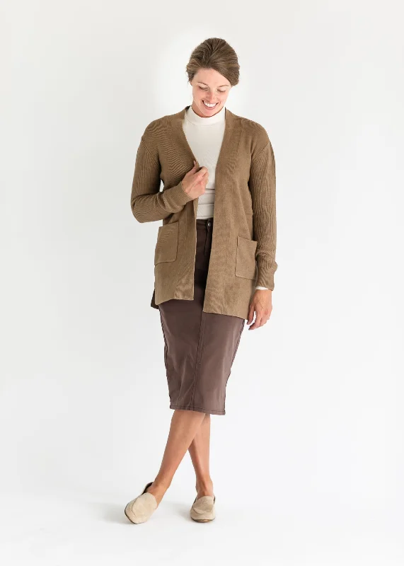 cardigan for workout layering -cardigan for workout layering -Maya Camel Open Front Cardigan - FINAL SALE