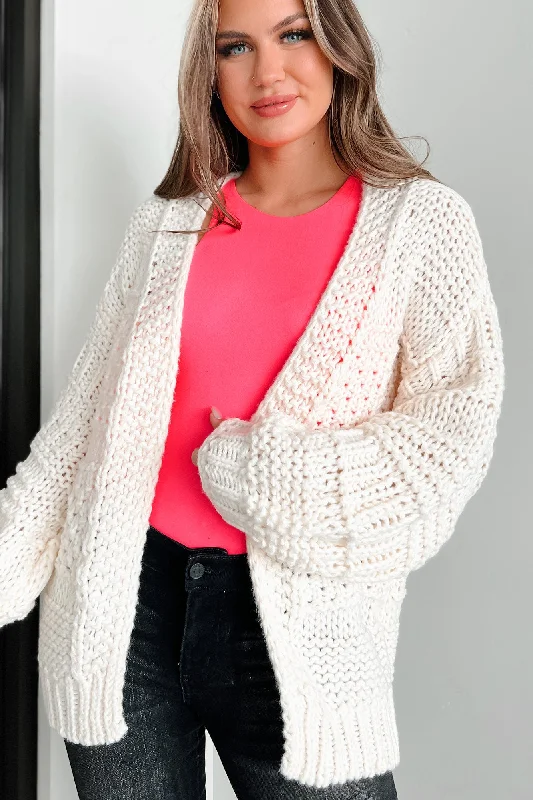 cardigan for warm climates -cardigan for warm climates -Won't Catch A Chill Chunky Knit Cardigan (Ivory)